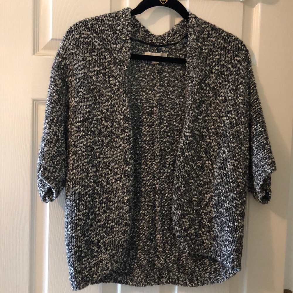 LOFT Charcoal Grey/White Wool Cardigan